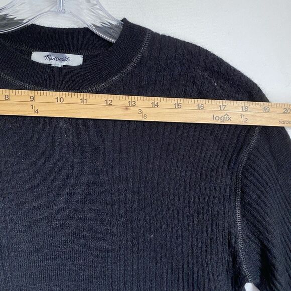 Madewell Alpaca Wool Ribbed Crewneck Sweater XS Black Relaxed Grunge Oversize - Picture 8 of 12